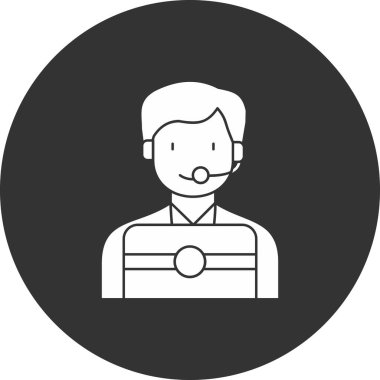 Kulaklık ikonlu bir avatar adam. vektör illüstrasyonu