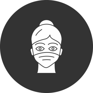 Beyaz arkaplanda vektör biçiminde kadın yüz simgesi