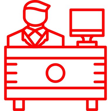 İş adamı masa yöneticisi simgesi ana hatlarıyla