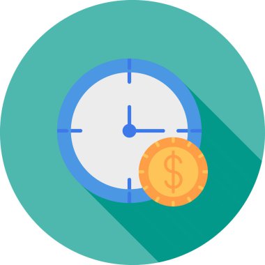 Saat dolar simgesi düz stil