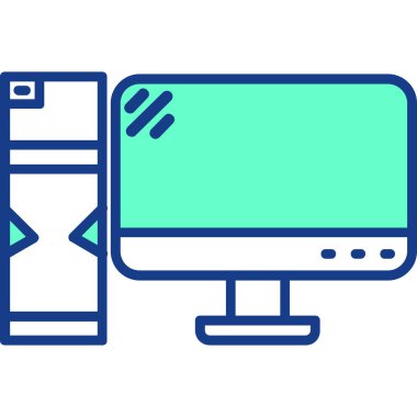 Bilgisayar ekranı simgesi ile doldurulmuş - ana hatlar biçimi