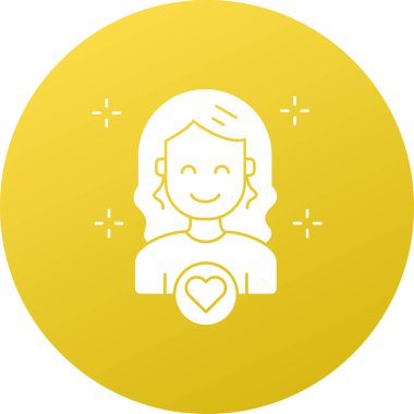 Çerçeve çizgisi simgesinde kalbi olan kadın