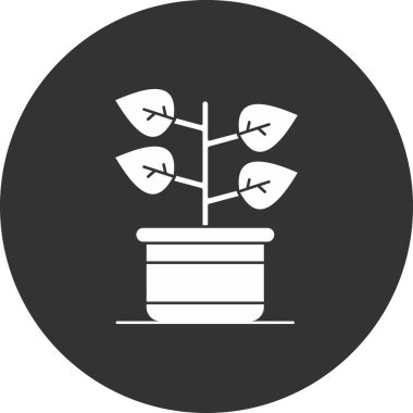 çömlek simgesinde bitki, basit vektör illüstrasyonu