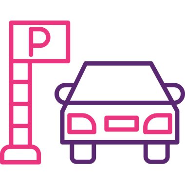 Park ediyor. Web simgesi basit illüstrasyon