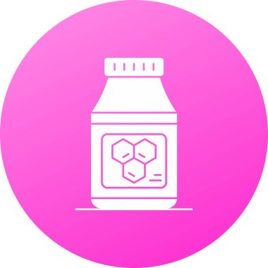 Siyah ilaç şişesi ve beyaz arka planda izole edilmiş hap ikonu. Şişe hapı işareti. Eczane tasarımı. mor daire düğmesi. vektör illüstrasyonu