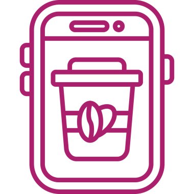 Kahve fincanı ikonlu akıllı telefon. vektör illüstrasyonu