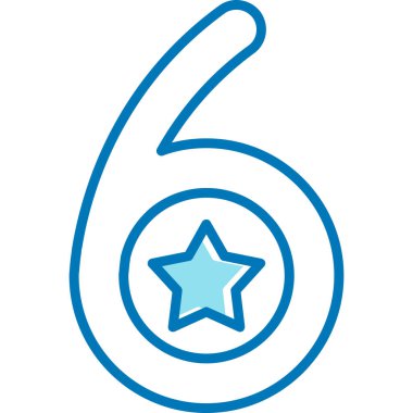 6 numaralı simge vektör çizimi