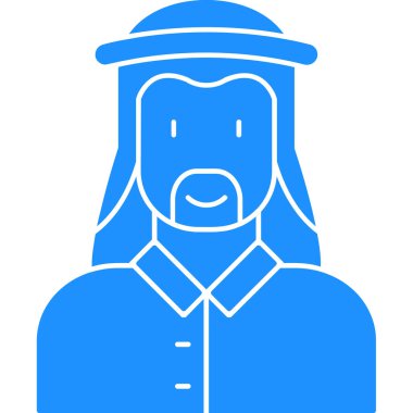 Sakallı ve haçlı vektör avatar adam