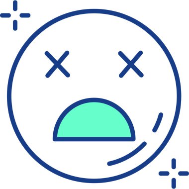 Üzgün yüz ikonu. taslak üzgün yüz vektör rengi düz izole