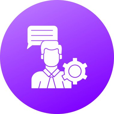 Mor takım elbiseli ve baloncuklu bir adamın vektör çizimi