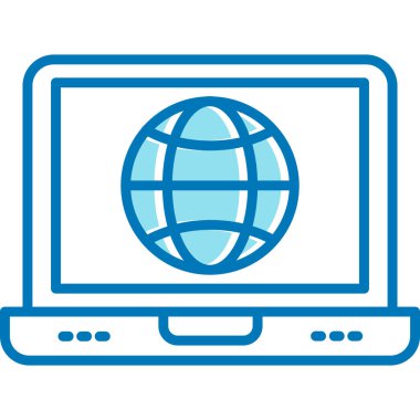 bilgisayar ve dünya ikonu vektör illüstrasyon tasarımı