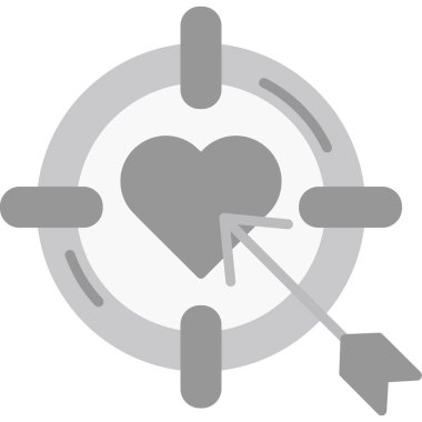 ok ikonlu kalp, vektör illüstrasyonu