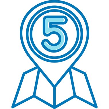 Beş numaralı mavi ve siyah simgenin vektör çizimi