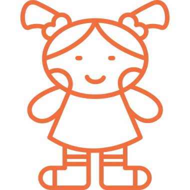 sevimli kız karakteri simge vektör çizim tasarım