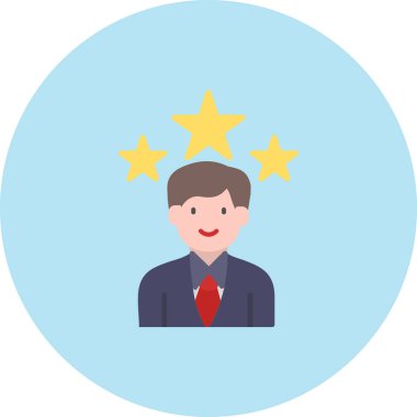 Kafasında yıldız olan bir adamın vektör çizimi.