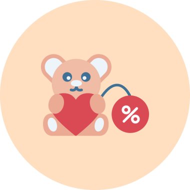 Ayı bebek simgesi, düz vektör çizimi