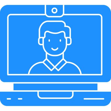 Video çağrı simgesi. Web için görüntülü sohbet vektör simgesinin özeti