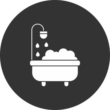 Küvet vektör ikonu. Banyo ve duş için basit bir illüstrasyon sembolü.