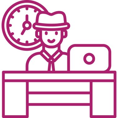 İş adamı bilgisayar, vektör illüstrasyonu üzerinde çalışıyor