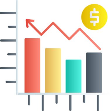 Grafik ve bozuk paralarla çizelge. düz biçim