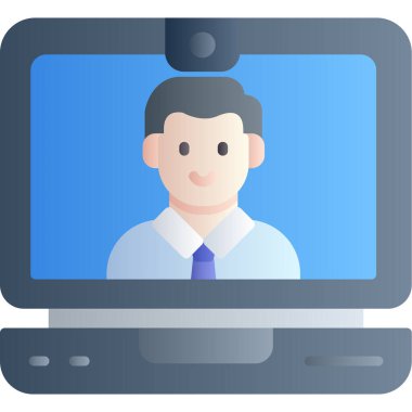 video konferans simgesi, düz tasarım