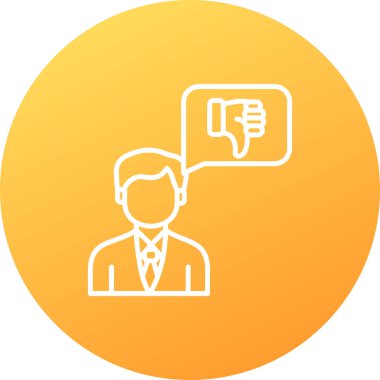 Müşteri hizmetleri ikonu. Vektör biçimi yuvarlak açılı düz ikonik sembol, sarı renk, beyaz arkaplan.