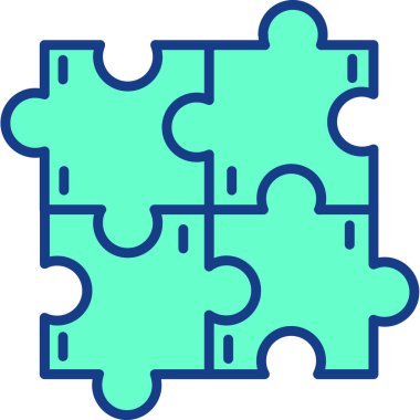 Yapboz simgesi. ana bulmaca parçaları vektör rengi düz izole