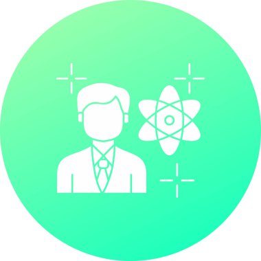 Atomu olan bir adamın vektör çizimi