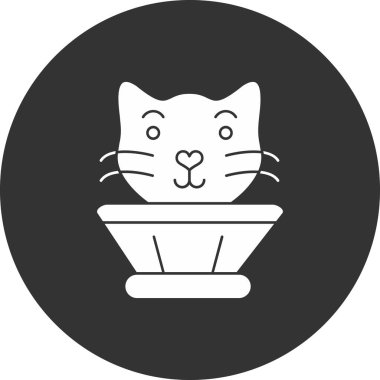 Çemberdeki kedi. Ağ için daire vektör simgesi olan kedinin basit çizimi