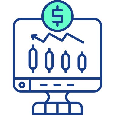 iş ve finans düz simgesi, basit vektör illüstrasyonu