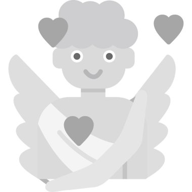 Melekli kalp. vektör simgesi