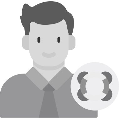 Yerküre ve insan ikonu olan avatar adam. Küresel iletişim ve insanlar teması. Yalnız tasarım. vektör illüstrasyonu