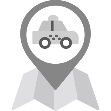 araba pin simgesi, vektör illüstrasyonu