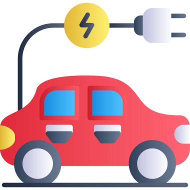 elektrikli araba simgesi, vektör illüstrasyonu