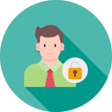 Anahtarı olan bir iş adamı. düz vektör simgesi izole edilmişName