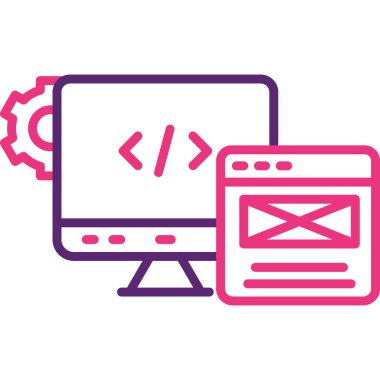 Kodlama web renk simgesi, vektör illüstrasyonu