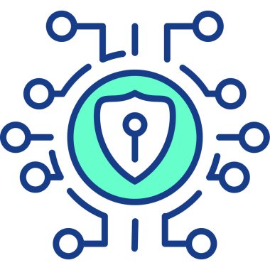 Siber güvenlik ikonu. Web için kişisel veri vektör simgelerinin basit illüstrasyonu