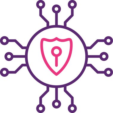 Siber güvenlik. Web simgesi basit illüstrasyon