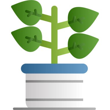 Bir saksı vektör tasarımının içinde büyüyen bitki