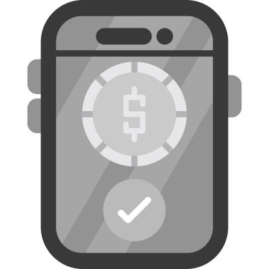 Bozuk para ikonlu bankacılık telefonu, basit tasarım