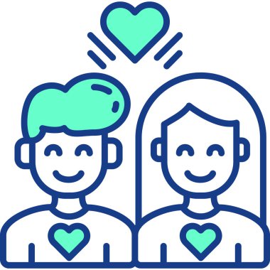 aşk çifti simgesi, vektör illüstrasyonu