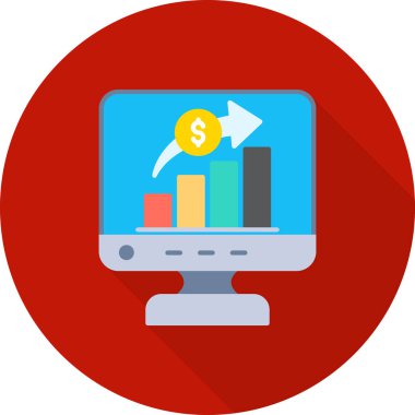 grafik ve grafik simgesine sahip bilgisayar, düz biçim