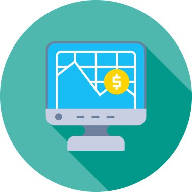 iş finans vektörü düz renk simgesi