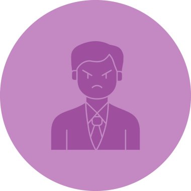 kızgın iş adamı düz renk daire düz simgesi