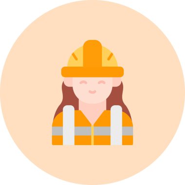 İnşaat kadın avatar ikonu. Kadın vektör simgelerinin düz çizimi. Web tasarımı
