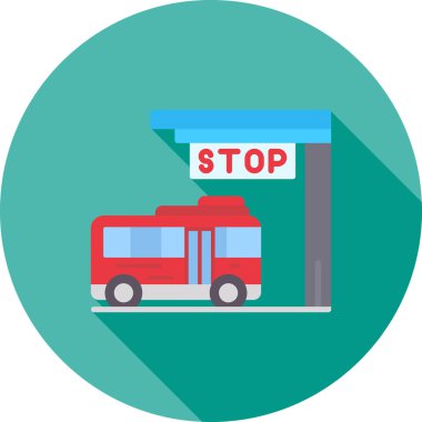Otobüs Durağı web simgesi, vektör illüstrasyonu