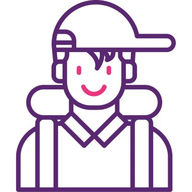 Beyzbol şapkası vektör tasarımı illüstrasyonlu avatar adam