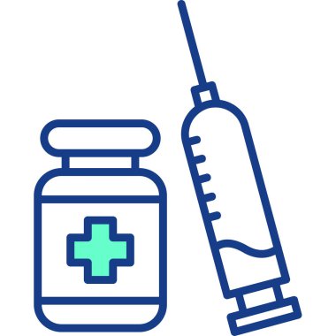 Bir şırınga ve mavi kurdelenin vektör çizimi