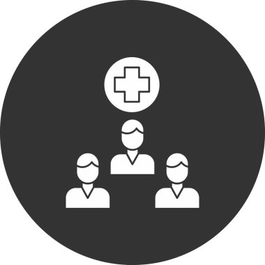 Tıbbi personel sembolü, stil ve sağlık sembolü, tıbbi personel işareti, vektör grafikleri. Beyaz arkaplan üzerinde sağlam bir kalıp, 10 PS