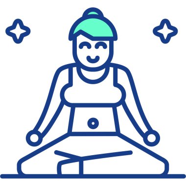 Kız yoga ikonu. Web için yoga vektör simgelerinin özet çizimi
